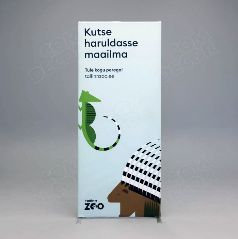 Kangasgraafikaga rollup Kangasgraafikaga reklaamstend, mis asendab rollupid