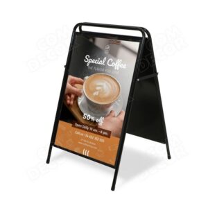 Double-sided Urban A-board with black steel frame