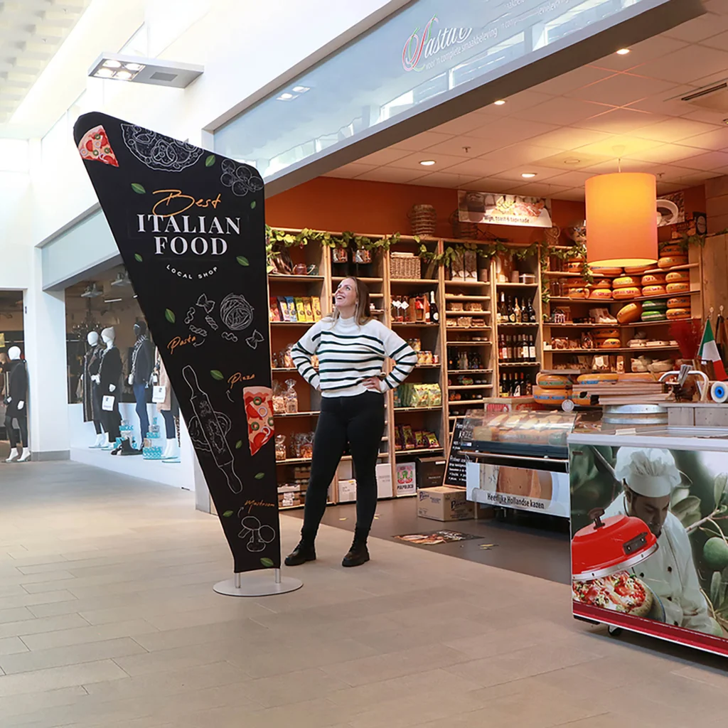 Triangle Display Stand triangular fabric display for indoor spaces