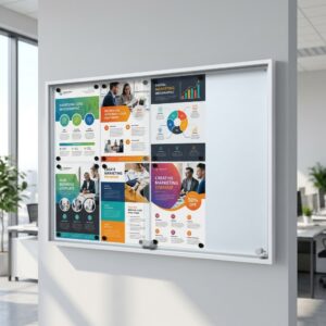 Sliding door notice board for offices or schools
